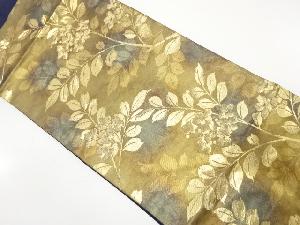 引箔　枝花模様織り出し　名古屋帯